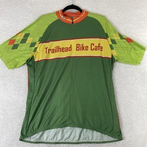 Sugoi Trailhead Bike Cafe Green Argyle Cycling Jersey Road Trail Racing Large